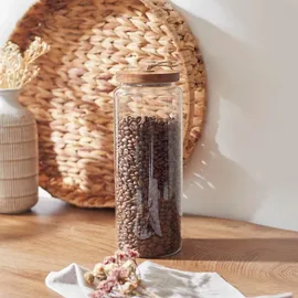 Home Deco Factory Glass jar mit Acacia Deckel 27,5 cm 3 St.