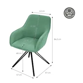 ML-Design Esszimmerstühle drehbar 2er Set Textil Webstoff Grün Wohnzimmerstuhl
