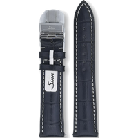 Sinn Kalbsleder mit Alligator-Optik Prägung Leder Rindslederband 20mm/18mm BL44201851001225451A - schwarz,weiße Ziernaht