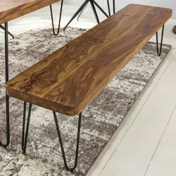 KADIMA DESIGN Esszimmerbank BAGLI Massiv-Holz Sitzbank Sheesham 160 x 45 x 40 cm Holz-Bank Natur-Produkt Küchenbank im