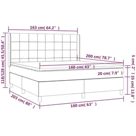 vidaXL Boxspringbett mit Matratze & LED Dunkelblau 160x200 cm Samt
