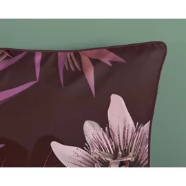 DESCANSO Wendebettwäsche Farze Blumen Rot 155 x 220 cm + 80 x 80 cm