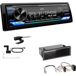 EHO JVC KD-X482DBT Autoradio 1-DIN DAB+ Bluetooth Amazon Alexa mit Einbauset für Volkswagen VW Golf IV 1997-2003