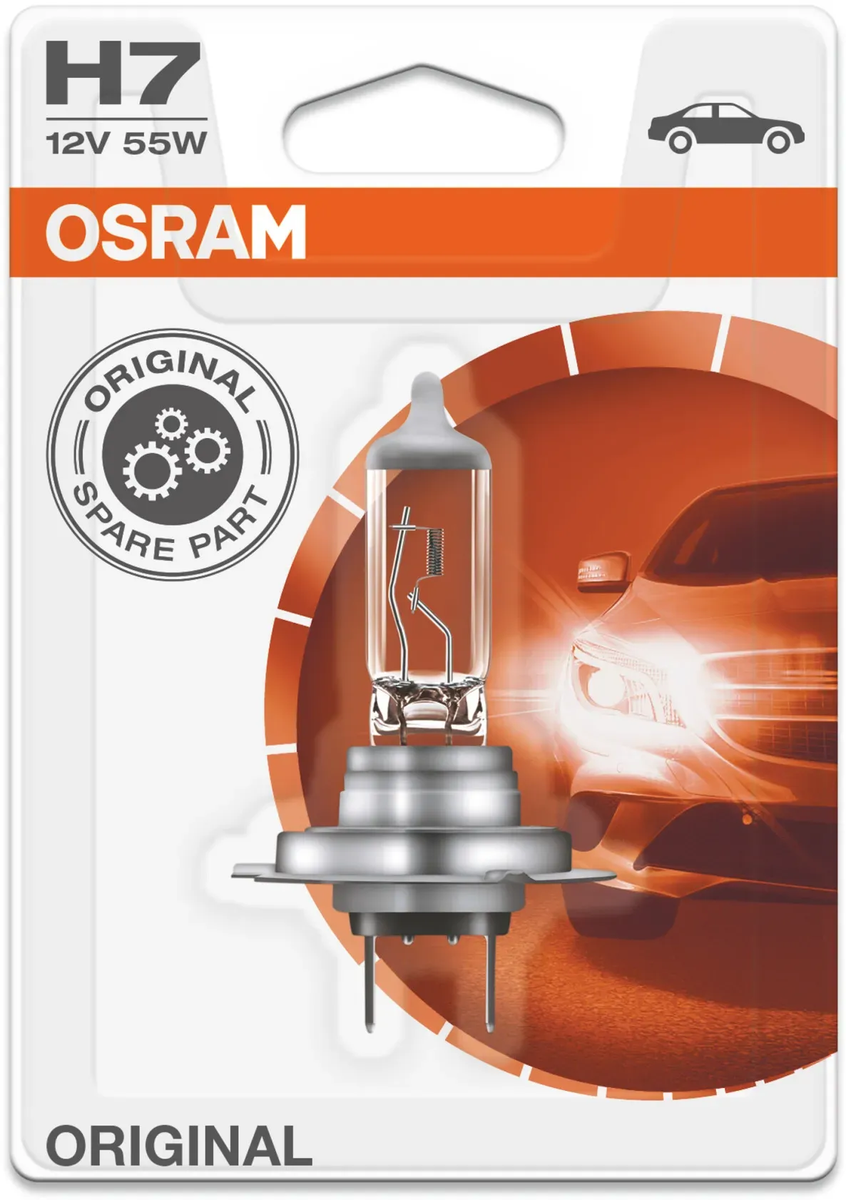 OSRAM Original H7 12V Einzelblister Glühlampe, Fernscheinwerfer,Glühlampe, Hauptscheinwerfer,Glühlampe, Nebelscheinwerfer,Glühlampe, Tagfahrleuchte,Gl