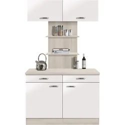 Buffet OPTIFIT "Faro", weiß (weiß glanz), B:120cm H:206,6cm T:60cm, Schränke, mit Metallgriffen, Breite 120 cm