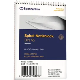 SOENNECKEN Notizblock 1119 A5 kariert Weiß