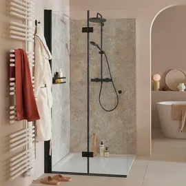 Schöner Wohnen Gretia Walk-In-Dusche links 100 x 200 cm ESG Klar/Mattschwarz