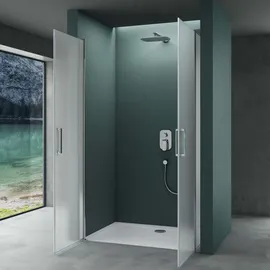 Mai&Mai Mai & Mai Duschtür Nischentür dusche Duschabtrennung Duschkabine Schwingtür 180° Doppeltür 6mm ESG Nano-Beschichtung Vollsatiniert mit Hebe- u...