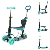 Lorelli Kinderroller Draxter Plus 3 in 1 Schiebestange, Sitz, Vorderräder LED grün