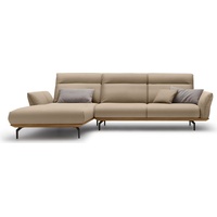 hülsta sofa Ecksofa hs.460, Sockel in Nussbaum, Winkelfüße in Umbragrau, Breite 318 cm beige