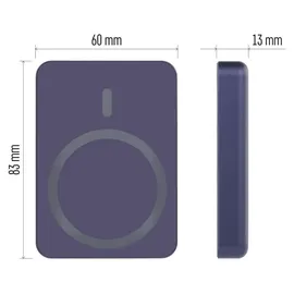 EMOS Powerbank 5 000 mAh WI 522 mit Magnet - magnetischer externer Akku mit Passthrough und Wireless-Charging USB-C-Ausgang inkl. USB-Datenkabel - für iPhone, iPad, Smartwatches - blau