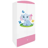 raumhirsch furniture Kinderkleiderschrank mit Tiermotiven - Kleiderschrank für Kinder (Kinderzimmerschrank für Jungen & Mädchen, Mit Ablagefächern & Kleiderstange) neutrale Motive, langlebig, verschiedene Farben & Designs rosa