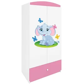 raumhirsch furniture Kinderkleiderschrank mit Tiermotiven - Kleiderschrank für Kinder (Kinderzimmerschrank für Jungen & Mädchen, Mit Ablagefächern & Kleiderstange) neutrale Motive, langlebig, verschiedene Farben & Designs rosa