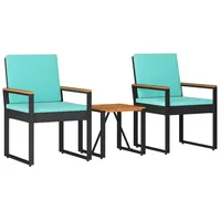 vidaXL Gartenmöbel Set 3-tlg. Schwarz/Türkis