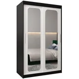 abiks möbel Schwebetürenschrank Promo 120 x 200 x 62 cm Schwarz/Weiß