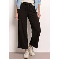Stoffhose STREET ONE "Style Emee", Damen, Gr. 34, Länge 26, schwarz (länge 26), Web, Obermaterial: 100% Viskose, unifarben, lässig geschnitten 3/4-Länge, Hosen Stoffhose, 3/4-Sommerhose mit elastischem Bund und Tunnelzug
