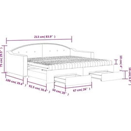 vidaXL Tagesbett Ausziehbar mit Schubladen Schwarz 90x190 cm Stoff