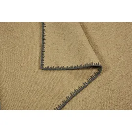 PAD Teppich PAD "MOSS", grau, B:170cm H:6mm L:200cm, Jute, Wolle, Teppiche, Teppich, Juteteppich, handgewebt, Uni Farben, farbige Umrandung, Wohnzimmer