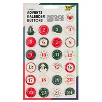 Folia Buttons 24 Stück rot mit Nadel Adventskalender Säcke