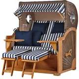 Mr. Deko bene,iving Strandkorb Komplettset Königssee Teak Bullauge PE grau Modell 518