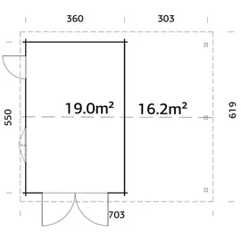 Palmako Garage Roger mit Holztor 653 x 550 cm Tauchgrundiert Hellbraun FSC®