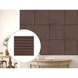 HPFloor Akustikpaneele Dekor Wandpaneele | Flur Wohnzimmer Innenwanddekoration in Holzoptik Wandverkleidung | geölt | Quadratisch | 60 x 60 cm | 21 mm stark | 4er-Set | schwarzer Filz | Walnut Oak