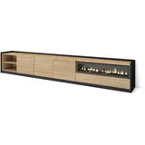 SKRAUT HOME Lowboard 310x50x37 cm Eiche Schwarz Holzwerkstoff