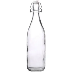 6er Set Bügelflaschen aus Glas - 1 Liter pro Flasche - Flasche mit Bügelverschluss - Transparent