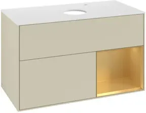 V&B Waschtischunterschrank Finion 100, Pl w m, Reg gol m Lac, si Gr m Lac
