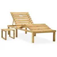 VidaXL Garten-Sonnenliege mit Tisch und Auflage Kiefer Imprägniert