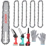 4-teilige Mini Kettensäge Kette 6 Zoll, 1/4" LP 1.1mm 37 Antriebsglieder, Ersatzkette für Mini-Kettensäge & Elektro-Kettensägen, Sägekette für Gartenbau, Holzarbeiten, Landwirtschaft