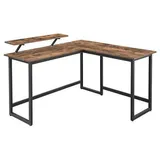 VASAGLE Boxxx Eckschreibtisch, Braun, Schwarz, Metall, Holzwerkstoff, Vintage, rechteckig, eckig, Flachrohr, 130x92.2x140 cm, Arbeitszimmer, Schreibtische, Eckschreibtische
