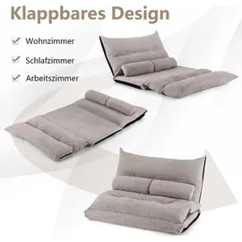 Costway Bodensofa 3 in 1 Polyester 0 x 0 x 0 cm Grau mit Kissen