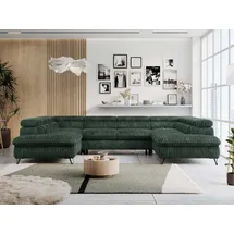 MKS Meble Ecksofa Cord U-Form 2-Sitzer Grün