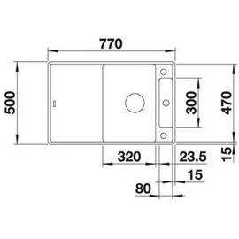 Blanco Axia III 45 S-F links Flächenbündig schwarz Handbetätigung 770 x 500 mm