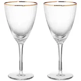 Butlers GOLDEN TWENTIES 2x Weingläser mit Goldrand und Rillen 280ml Gläser 2 ct