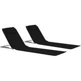 vidaXL Klappbare Strandmatte 2 Stk. Stahl und Stoff Schwarz