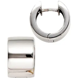 Paar Creolen JOBO "Ohrringe breit rund", weiß (weißgold 375), Ohrringe, Damen, Weißgold 375, 375 Weißgold