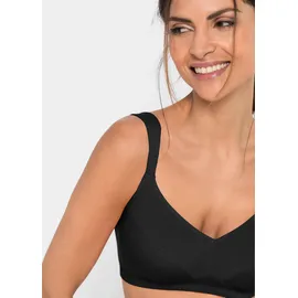 bonprix Bügelloser BH BONPRIX "BH ohne Bügel mit Baumwolle (2er Pack)", Damen, Gr. 11,5, Cup D, schwarz (schwarz, hellgrau meliert), Obermaterial: 95% Baumwolle, 5% Elasthan. Futter: 100% Baumwolle, BHs, im praktischen 2er Pack, mit breiten, verstellbaren Trägern