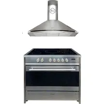 Gurari Elektro-Standherd GCH E 912 X + GCH 046 IS Dunstabzugshaube 90 cm - Silber