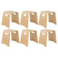 Home4You 6er Set Sitzhocker Stapelhocker Holzhocker - Braun -