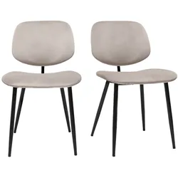 Stühle aus taupefarbenem Samt und schwarz lackiertem Metall (2er-Set) TOBIAS