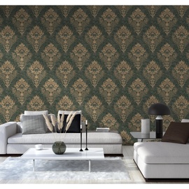 A.S. Création A.S. Creation Tapete Kollektion Metropolitan Stories 2 Vliestapete mit Ornamenten 0,53 x 10,05 m – Grün, Gold – elegante Barocktapete Made in Germany – 379011