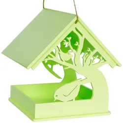 HTI-Living Vogelhaus Vogelfutterhaus Grün Mina, Futterhäuschen mit Baum-Motiv grün