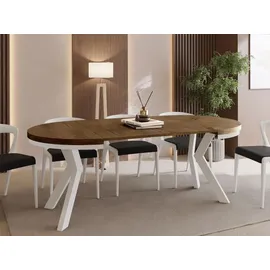 WFL GROUP Runder Ausziehtisch 90-190 x 77 cm dunkelbraun