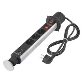 Sygonix Steckdosenleiste 1,40 m Schwarz/Silber 1 St.