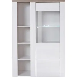 Home Affaire Vitrine HOME AFFAIRE "Larona, zeitlose Glasvitirne, Hochschrank Höhe 145 cm", weiß (sibiu weiß, eichefarben sägerau dunkel), B:100cm H:145cm T:37,1cm, Schränke, Vitrine, Stauraumvitrine mit dekorativer Rahmenoptik