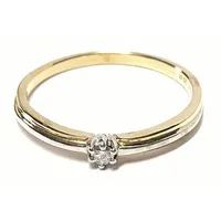 Edelschmiede925 Schmuckset Goldring 585 bicolor Brillant Verlobungsring Klassiker