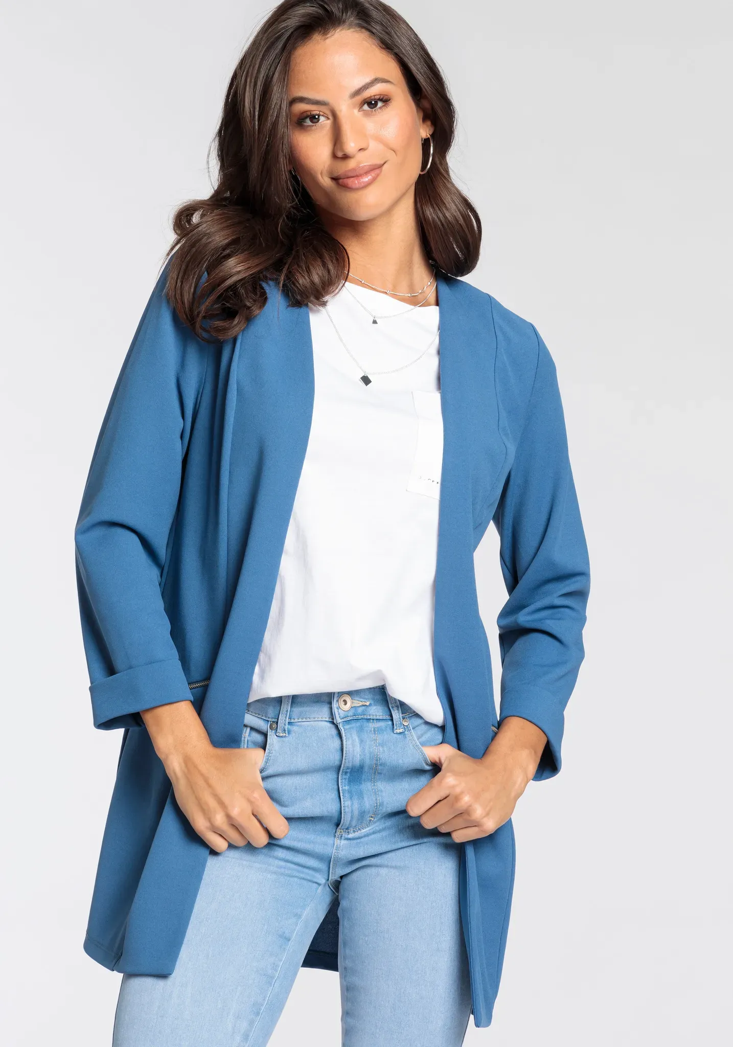 Laura Scott Longblazer, mit Reißverschlüssen Laura Scott Jeansblau 36