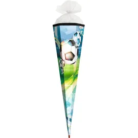 ROTH Schultüte groß Fußball 85 cm eckig Rot(h)-Spitze Tüllverschluss Zuckertüte Schulanfang
